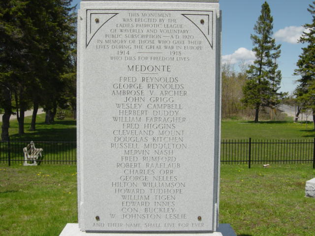 death records on Cenotaph Simcoe County