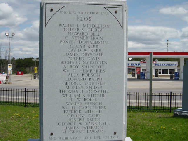 death records on Cenotaph Simcoe County